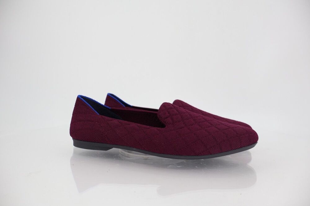 Rothy's Almond Loafer Women's Sz 5 Quilted Plum Knit Flats Vegan Slip On Comfy